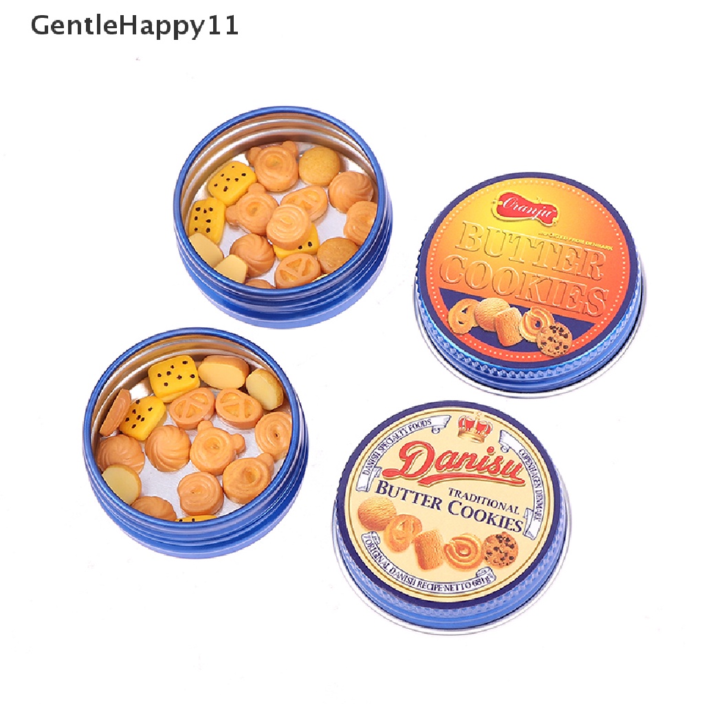 Gentlehappy 1 Set Mainan Miniatur Cookies + Kotak Metal Untuk Aksesoris Rumah Boneka