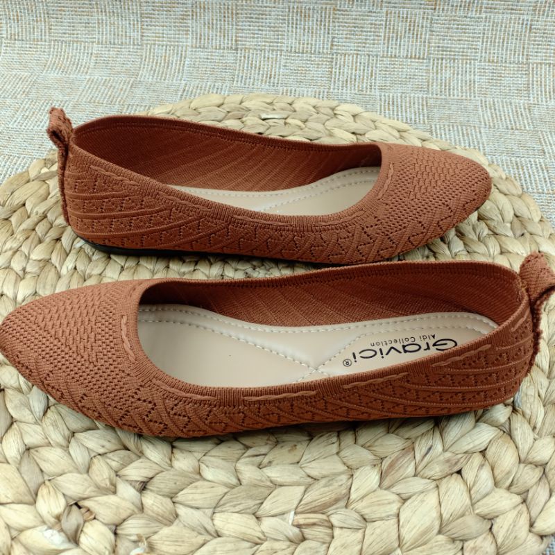 GRAVICI - Sepatu Flat Rajut Import Wanita Elegan DO-36