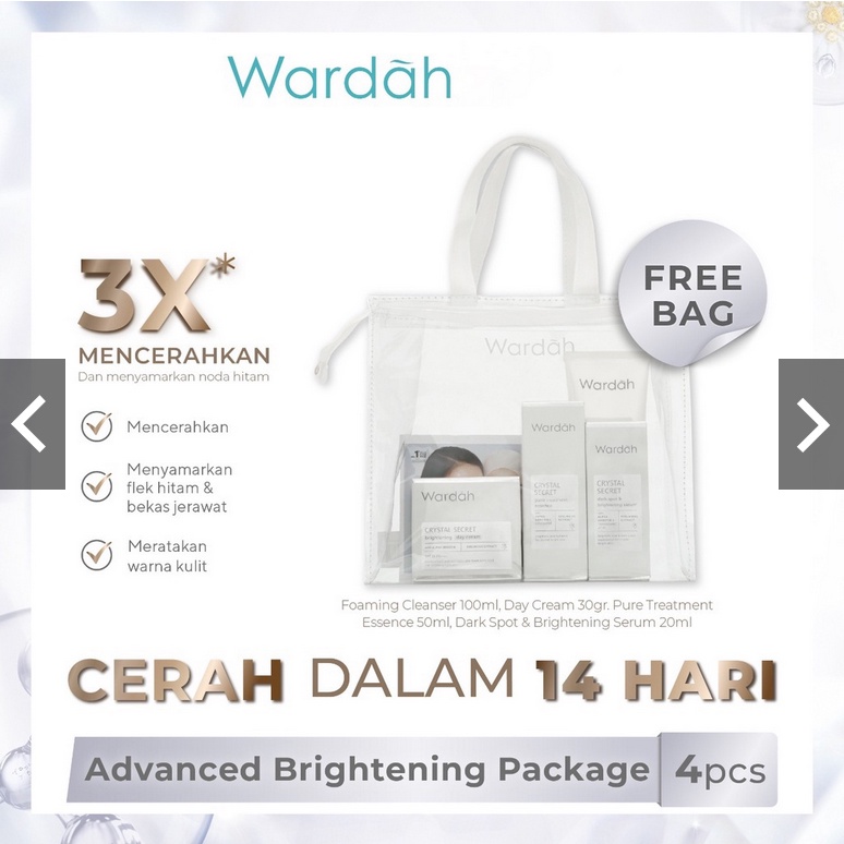 ❤ jselectiv ❤ WARDAH CRYSTAL SECRET Radiant Skin Starter Kit (Paket Skincare Pencerah 3 Pcs) | CRYSTAL SECRET Advanced Brightening Package (Paket Skincare Pencerah FREE BAG) || Paket Hemat WARDAH CRYSTAL SECRET