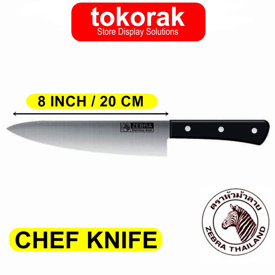 ZEBRA CHEF KNIFE 8 INCH 100224 - PISAU STAINLESS - PISAU DAPUR