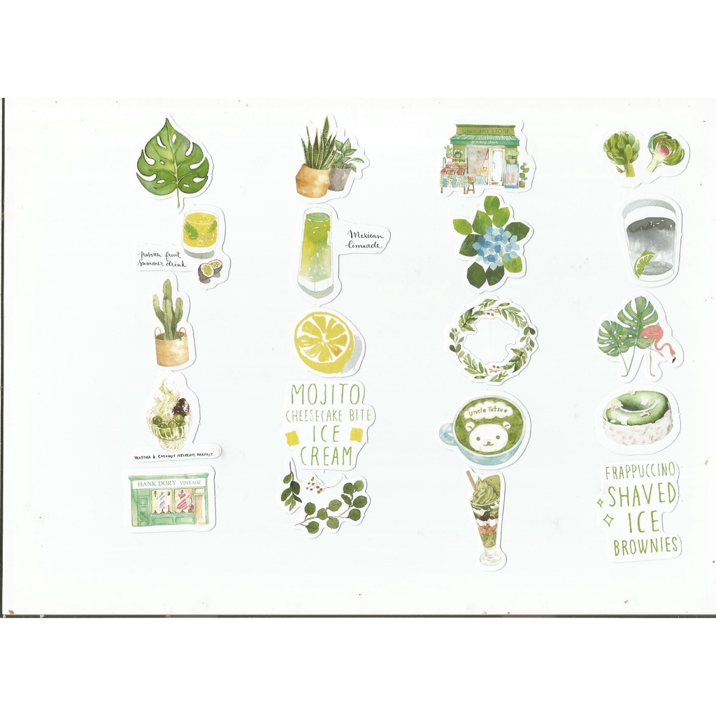 

Stiker mix hijau untuk jurnal, diary, scrappbook