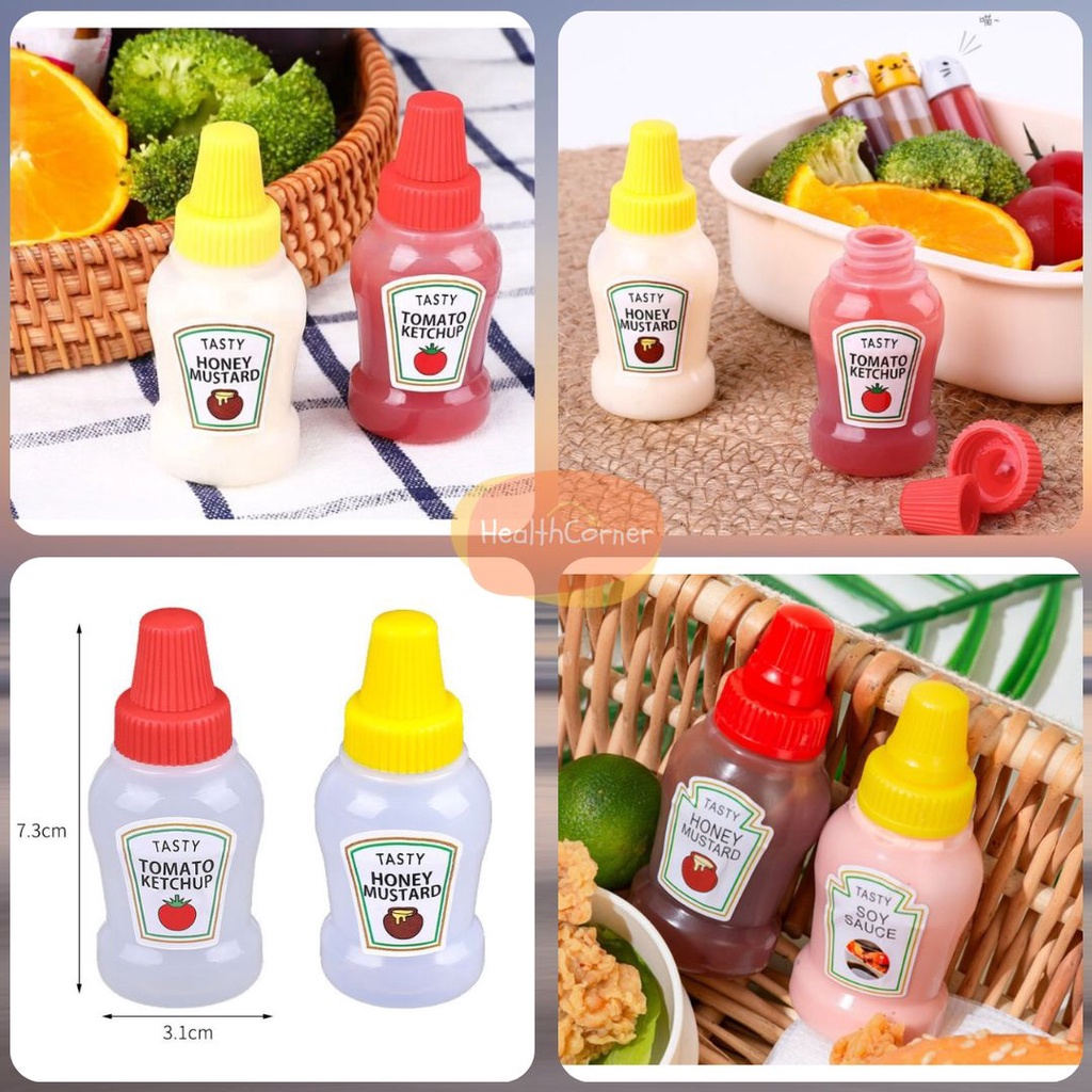 Botol Saos Mini Bento Anak - 2 Botol Mini Tempat Saus Kecap Mayo Kotak Bekal Lunchbox KIds