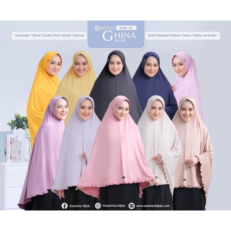 Bergo Ghina XL Jumbo By Azamka Hijab COD SEINDONESIA RAYA❤