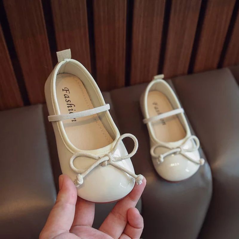 Minipetite SH2242 Sepatu flat shoes anak perempuan pita warna pink dan putih pesta Natal ringan lentur nyaman dipakai anak usia 6 bulan sd 12 tahun size 21 - 36