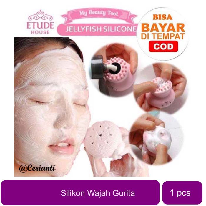 Etude Silicone Brush Jellyfish Exfoliator_Sikat pembersih wajah