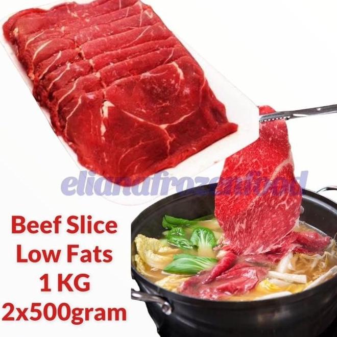 

Beef Slice Daging Sapi Irisan Tanpa Lemak 1 Kg / Shabu Shabu Non Cod Budi.Doremi2