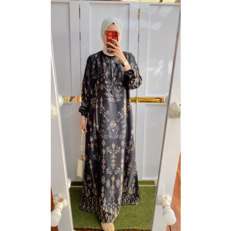 Gamis Maxmara Couple Teratai Silk M/L/XL/XXL Gamis Raya Couple Keluarga Couple Kondangan