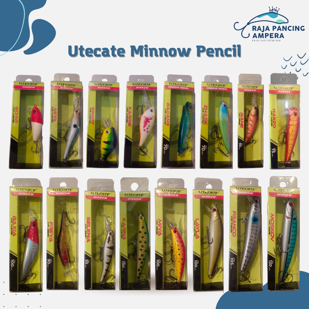 Umpan Minnow Casting Utecate Lure Ikan | Umpan Pancing bentuk Ikan Pencil Popper Floating dan Sinkin