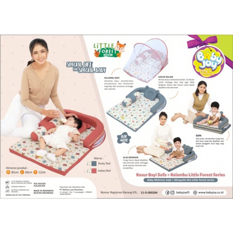 Kasur Kolam Bayi Set Kelambu Bantal Peyang Guling Bayi Baby Joy Little Forest Series