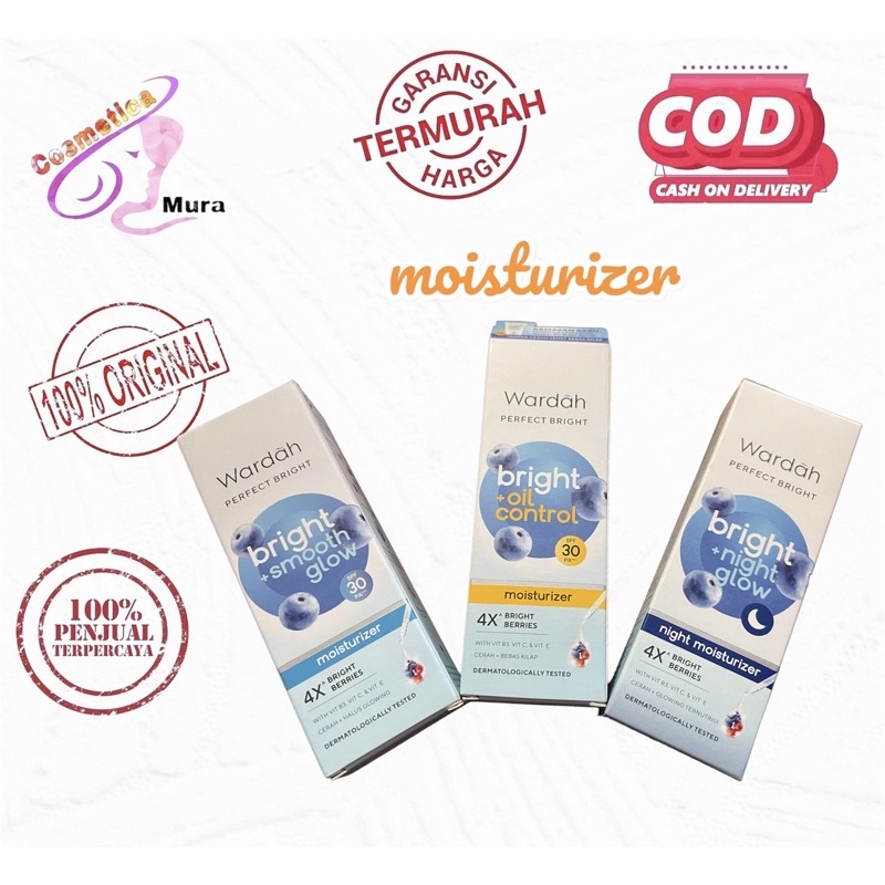 [ moisturizer spf 30 ] wardah perfect bright moisturizer bright + oil control spf 30 pa ++++ 20 ml || wardah moisturizer spf 30 || perfecr bright + smooth glow - perfect bright night glow moisturizer