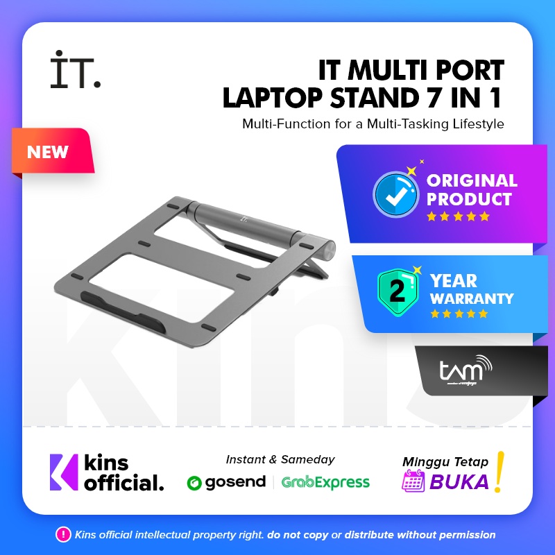 IT Multi Port Laptop Stand 7 in 1 - Gray