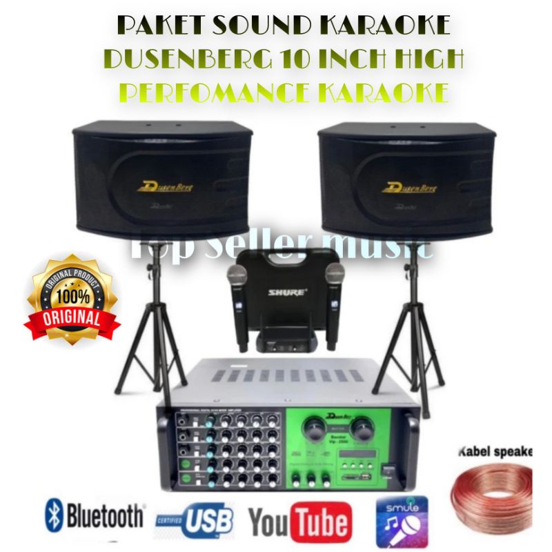 PAKET KARAOKE KOMPLIT SPEAKER DUSENBERG MIC SHURE WIRELESS ORIGINAL