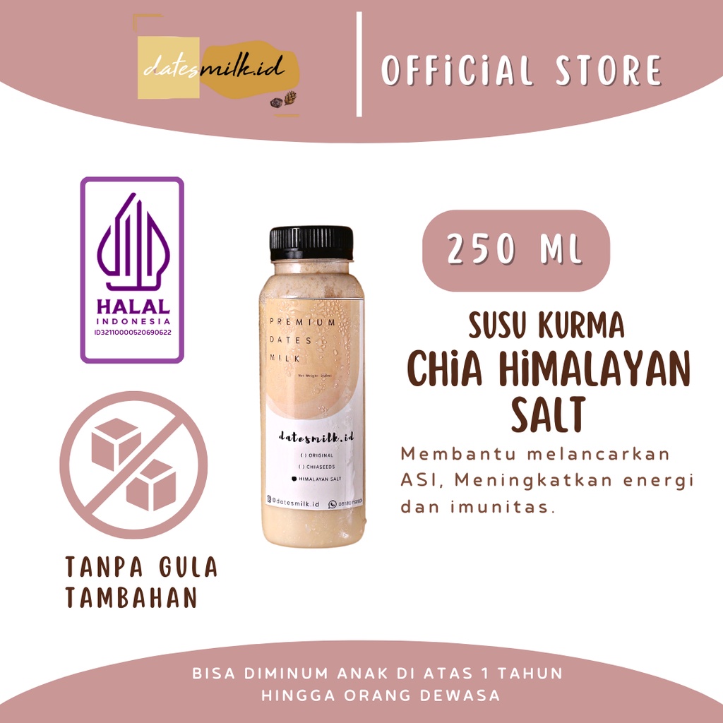 

Susu Kurma 250 ML Chia Himalayan Salt Minuman Sehat ASI Booster Ibu Hamil Premium Fresh Homemade