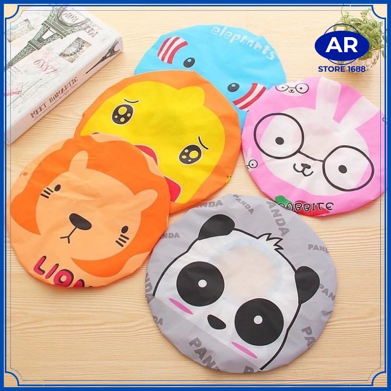 AR Shower Cap Karakter Topi Keramas Penutup Rambut Anak Dewasa Bahan Plastik PVC-[AR STORE1688]