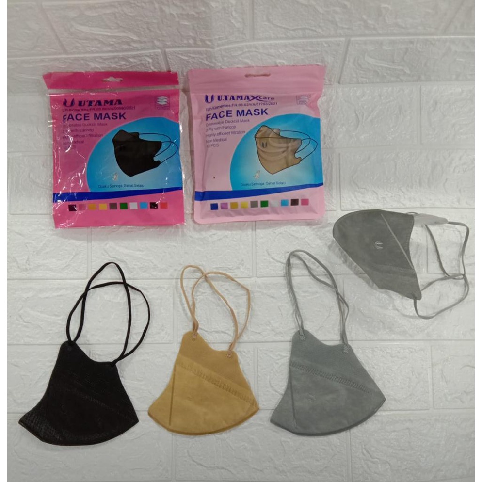 Masker Duckbill Utama U Hijab Warna Senada 1 Zip 10pcs