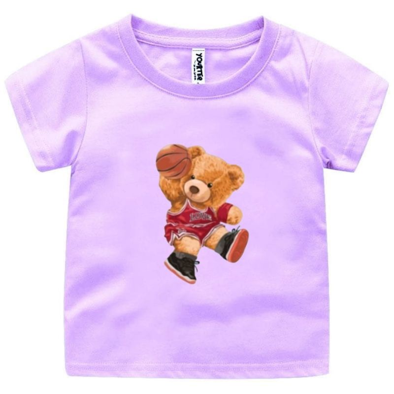 BAJU KAOS ANAK TEDDY BEAR BASKET CEWEK/COWOK 1-122 TAHUN UKURAN S,M,L,XL,XXL,XXXL