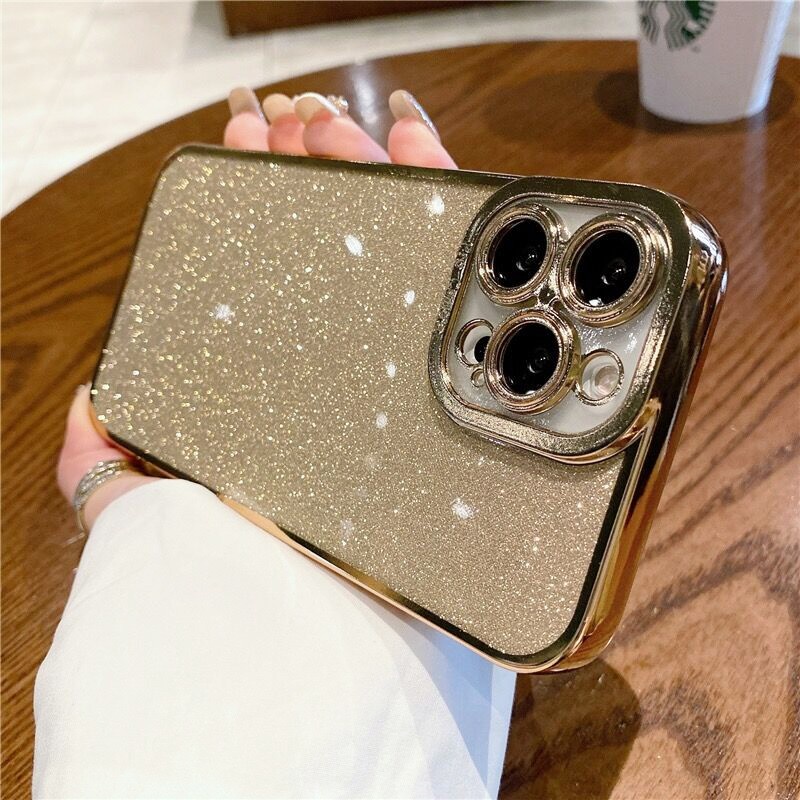 Soft case Transparan glitter Untuk iphone 14 13 12 11 Pro MAX XR XS MAX 7 + 8 Plus SE 2020