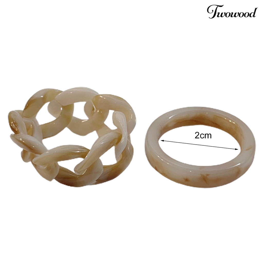 2pcs Cincin Jari Bahan Resin Warna-Warni Gaya Retro