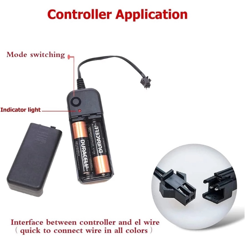 Lampu Led EL Tenaga Baterai Anti Air 3 Mode Panjang 1 / 2 / 3 / 5M Untuk Dekorasi Mobil / Pesta / Camping