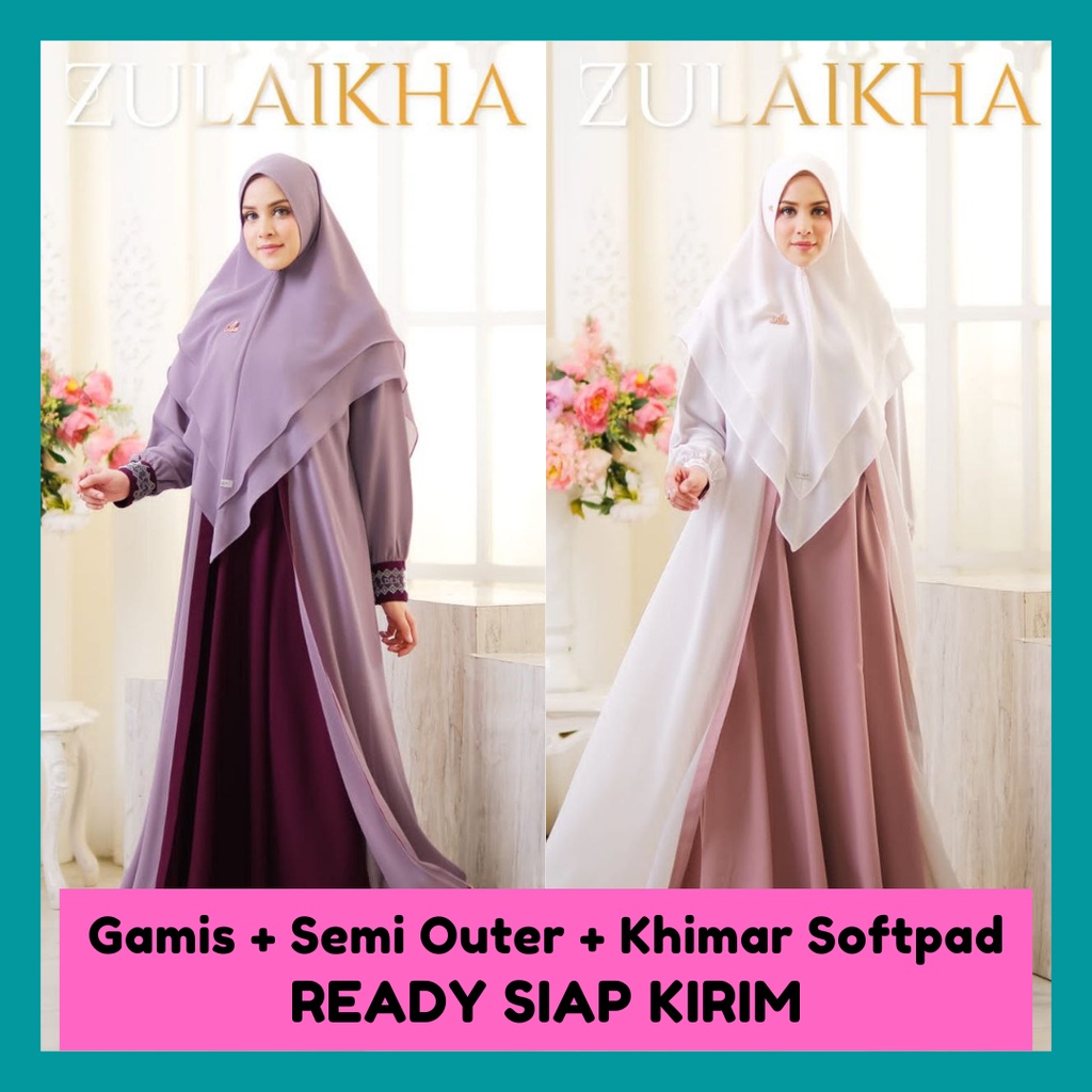 Gamis Zulaikha Reborn Set Khimar Softpad by Aden Hijab Dress Busui Mewah Terlaris Ready Stock