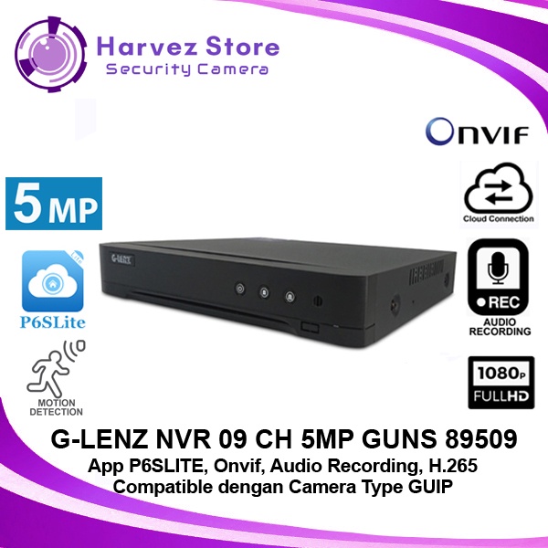 GLENZ NVR 9CH 5MP - GUNS 89509 (5MP) - P6SLITE