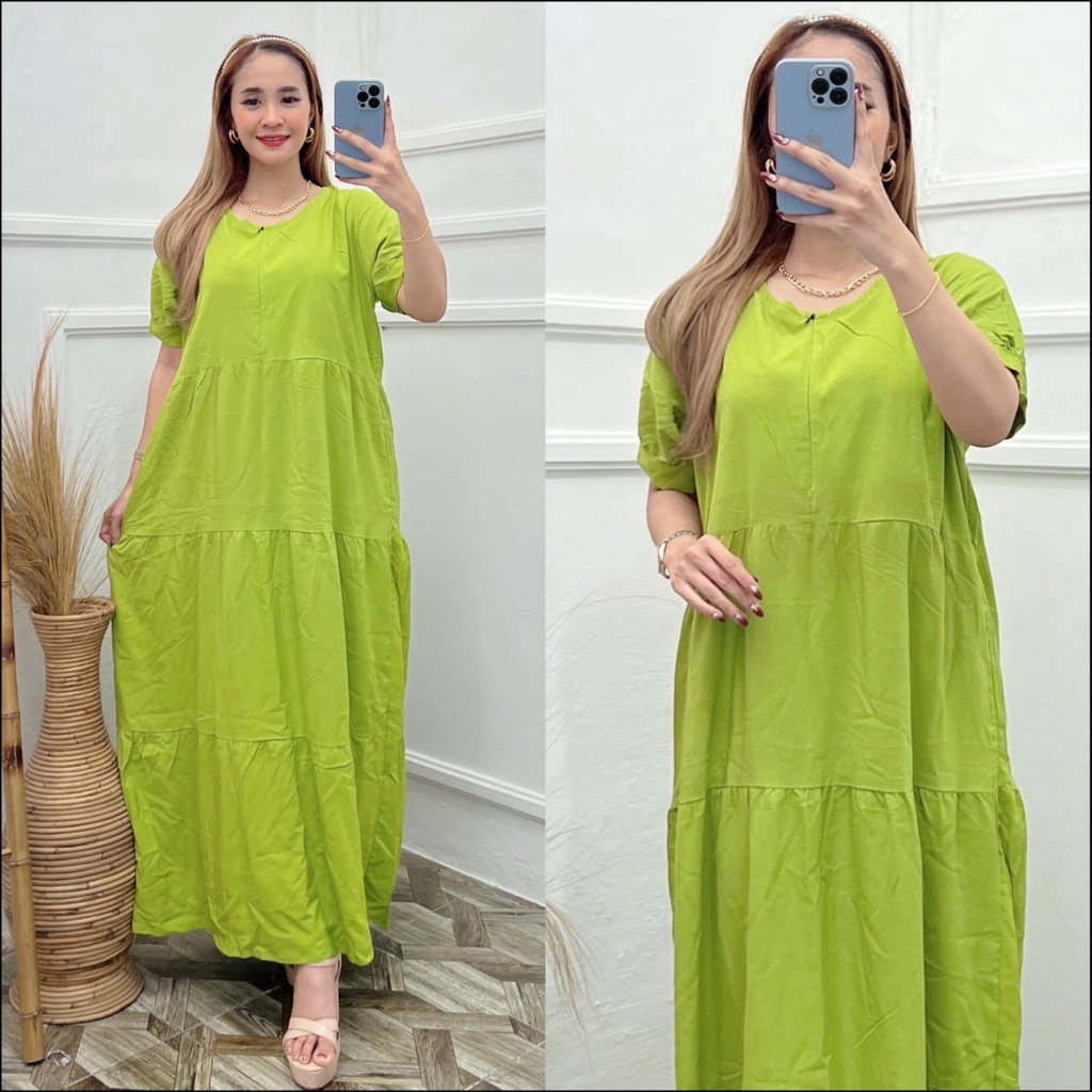 Dress Rayon Polos Busui Resleting Depan Daster Wanita Lengan Pendek