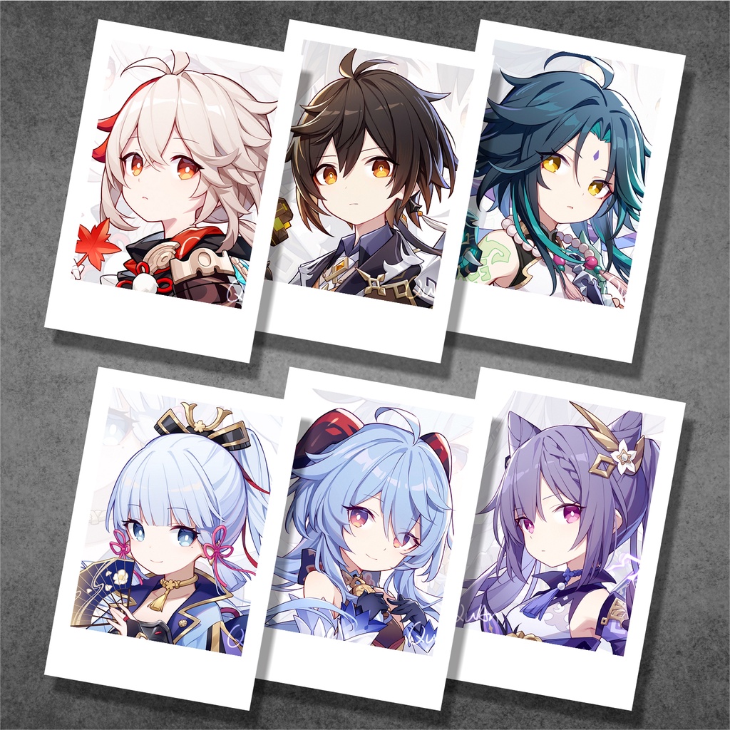 Koleksi Polaroid Anime Game Genshin Impact B - Putih - Ayaka Diluc Eula Ganyu HuTao Jean Kazuha Keqing Klee Kokomi Shogun Tartaglia Venti Xiao Yae Miko Yelan Yomiya Zhongli