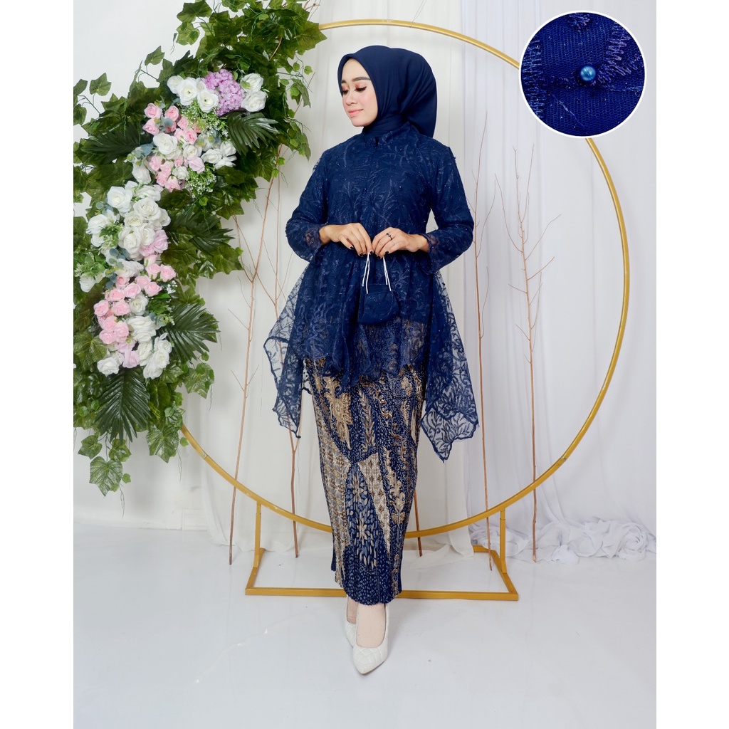 Permata Olshop / Setelan Kebaya Tunik Mauri Busui Modern / Kebaya Modern / Kebaya Wisuda / Kebaya Kondangan / Kebaya Pesta / Kebaya Tunik Brukat Tulle Modern / Kebaya Busui