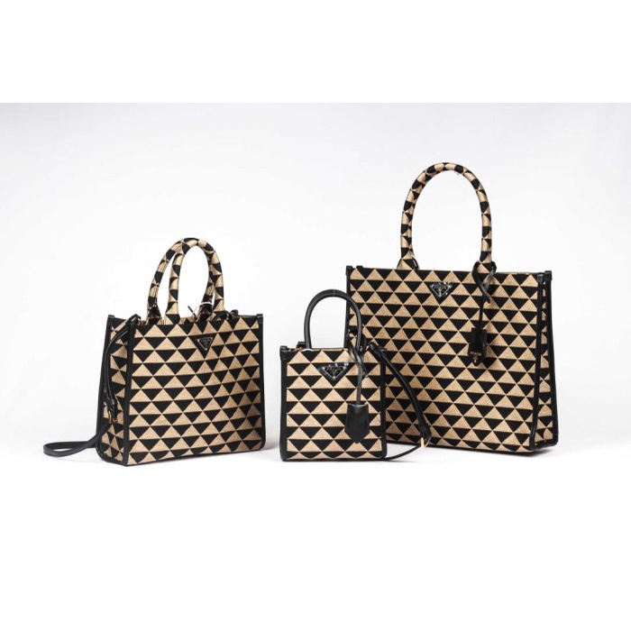 SYMBOLE JACQUARD FABRIC BAG - SAFFIANO LEATHER