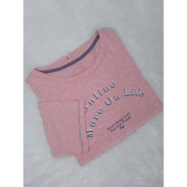 Preloved Kaos Wanita Branded T ZONE Lengan Panjang ukuran XL warna pink