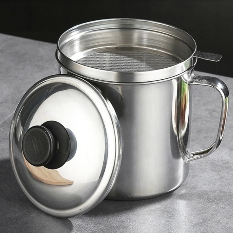 Oil pot wadah saringan minyak stainless steel 1.3 Liter