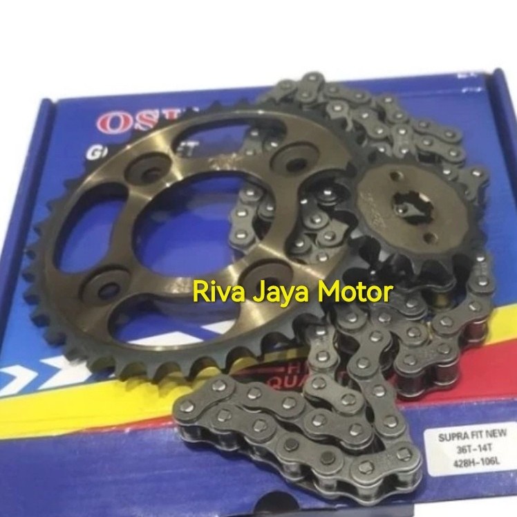 Jual Gear Paket Gir Set + Rantai Supra Fit New Revo Lama Osk Supra X