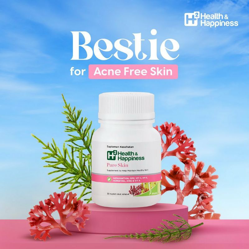 H2 Pure Skin botol isi 30 softgel kecantikan kulit Astaxanthin