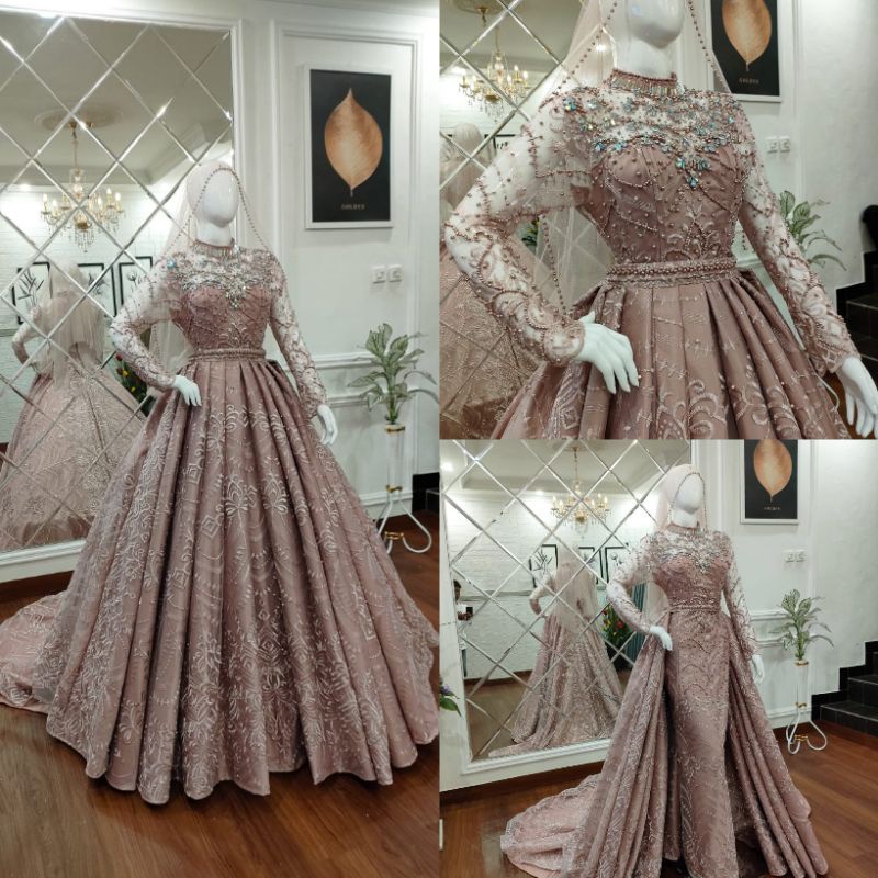 TERLARIS NEW GAUN CRONOLIN PENGANTEN 3 IN 1  /BAJU PENGANTIN CRINOLIN MODEL TERBARU/GAUN SLIM DRESS/GAUN MODREN /GAUN PENGANTIN BEREKOR/WEDDING DRESS