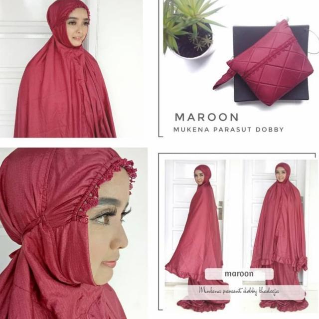 Mukena Traveling Premium Khadeeja Parasut Dobby Jumbo Adem Ringan - lavender, Mukena Set