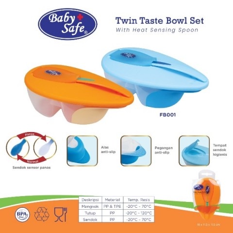 BABY SAFE - FB001 Twin Taste Bowl / Tempat Makan Bayi Anak