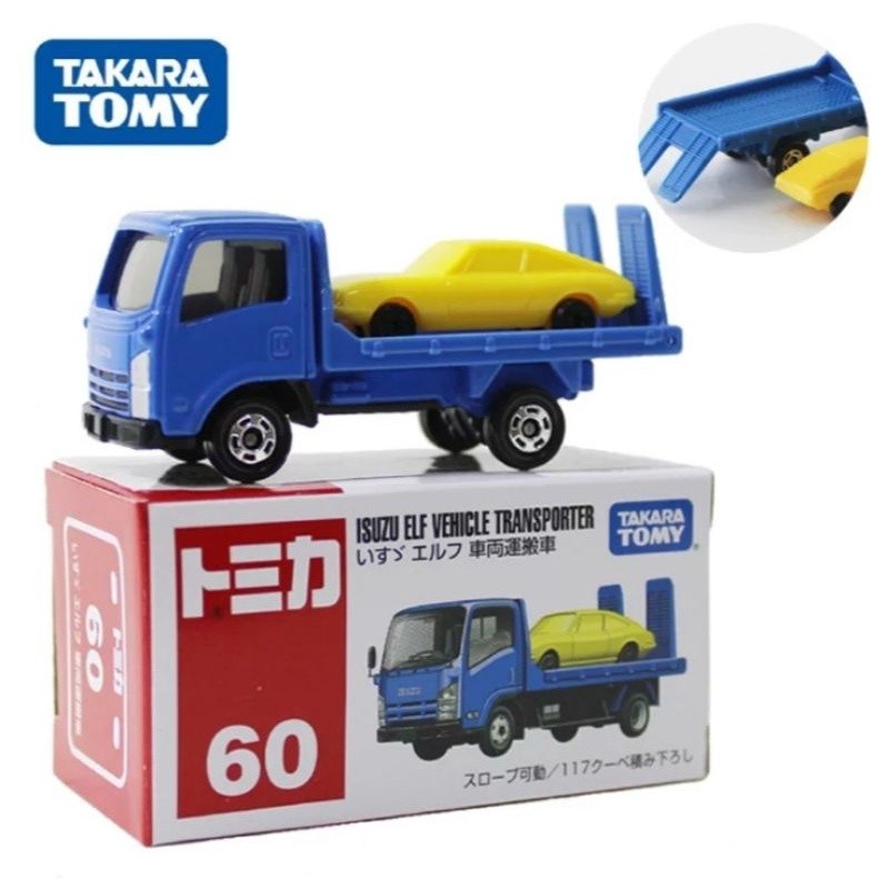 diecast tomica no 60 Isuzu Elf Vehicle Transporter Biru Blue miniatur mobil