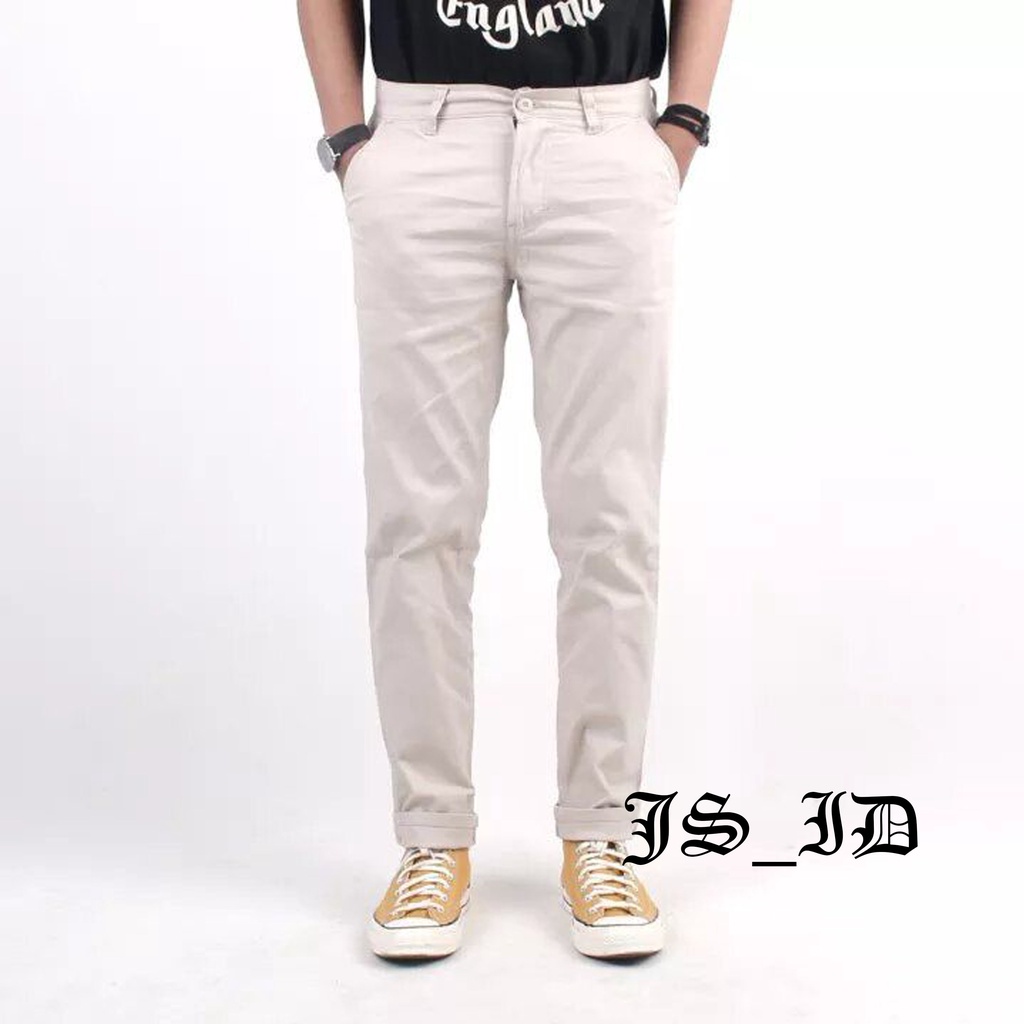 CelanaPanjang Skinny Chino Pria Formal Casual Slimfit Stylish Cream Mocca