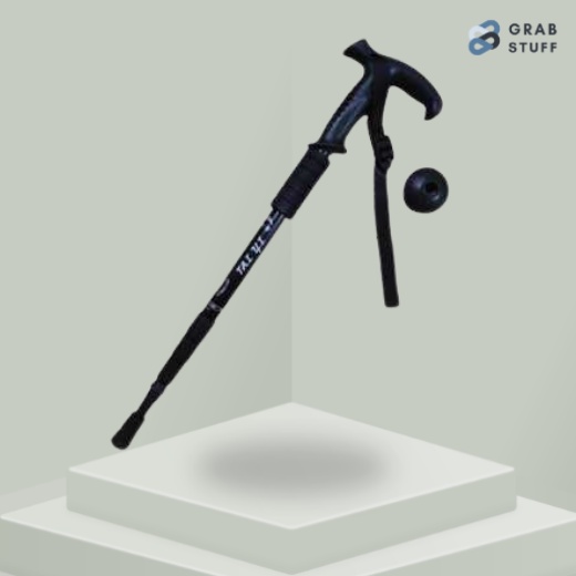 Tongkat Pendaki Gunung /  Tongkat Hiking Trekking Telescopic 4 Section / Tongkat Stick Alat Bantu Daki Mendaki Gunung Trekking Pole Alpenstocks Climbing Hiking Tool Tongkat Pendakian Walking Stick Stik / Tongkat Outdoor Trekking Pole Anti Shock Lurus