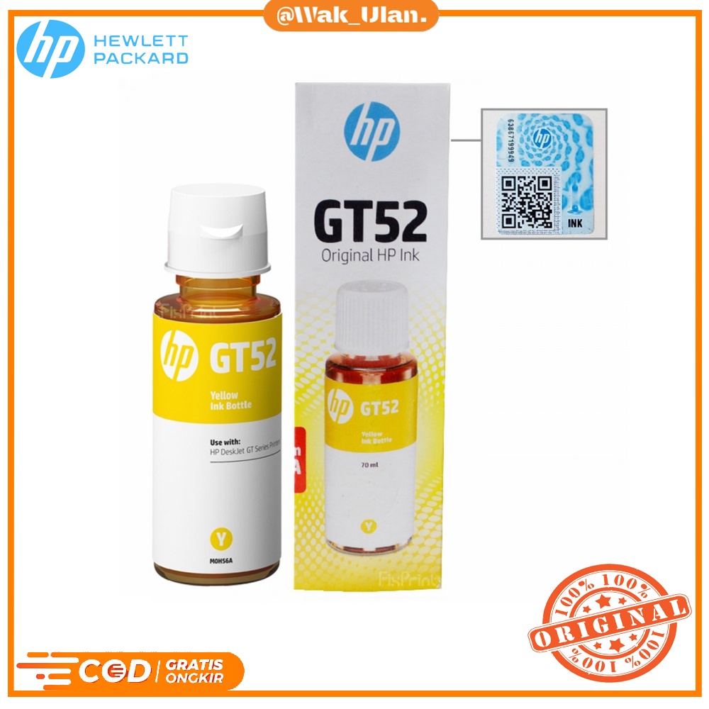 HP M0H56 Tinta Refill GT52 GT 52 GT-52 Yellow Kuning Printer INK Tank 615 115 315 415 319 419