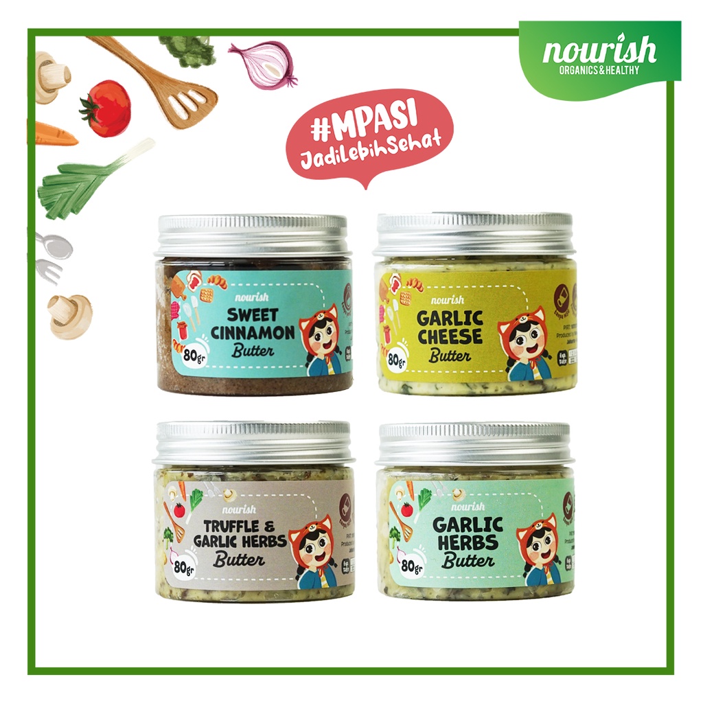 

Nourish Butter Grass Fed MPASI (BB Booster / Lemak Baik / Butter Garlic / Butter Garlic Cheese / Butter Truffle / Butter Cinnamon)