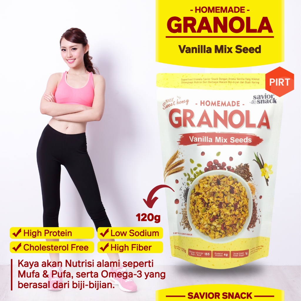 Cemilan Sehat DIET KETO DEBM - SAVIOR SNACK GRANOLA CRUNCHY VANILLA MIX SEEDS, Makanan DIet Sehat Rendah Kalori,  Snack Penurun Berat Badan Enak Bergizi Tinggi Nutrisi - High Quality