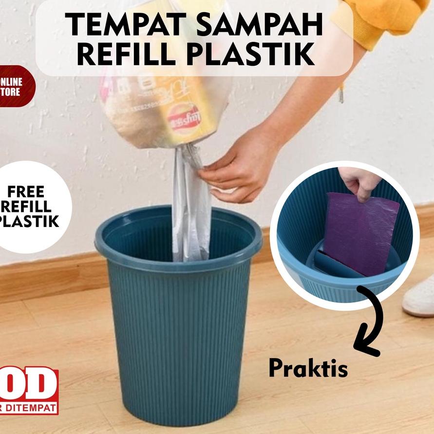 Tong Sampah Portable dengan Tempat Kantong Plastik Sampah Refill Isi Ulang Roll Gulungan Otomatis