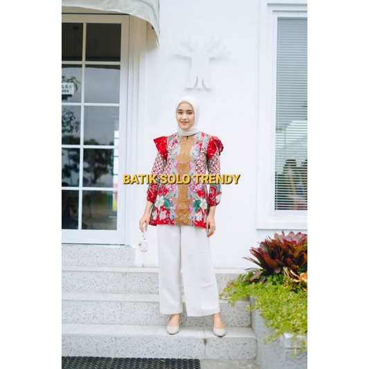 BAJU BLOUSE  WANITA BATIK KAIN KATUN HALUS LAPIS FURING / TRIKOT MURAH