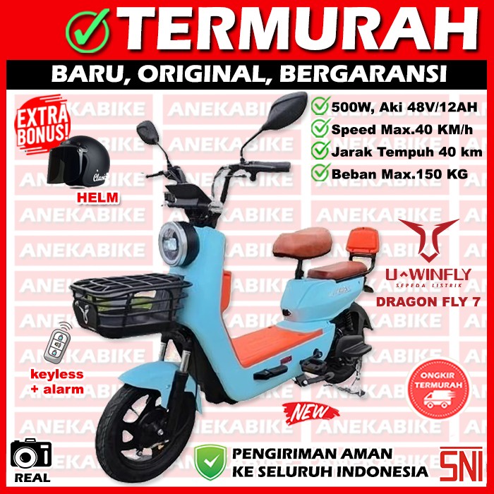 Sepeda Listrik Uwinfly DF7 Dragon Fly Garansi Resmi Free Helm, Sepeda Listrik Dewasa Uwinfly DF7 New