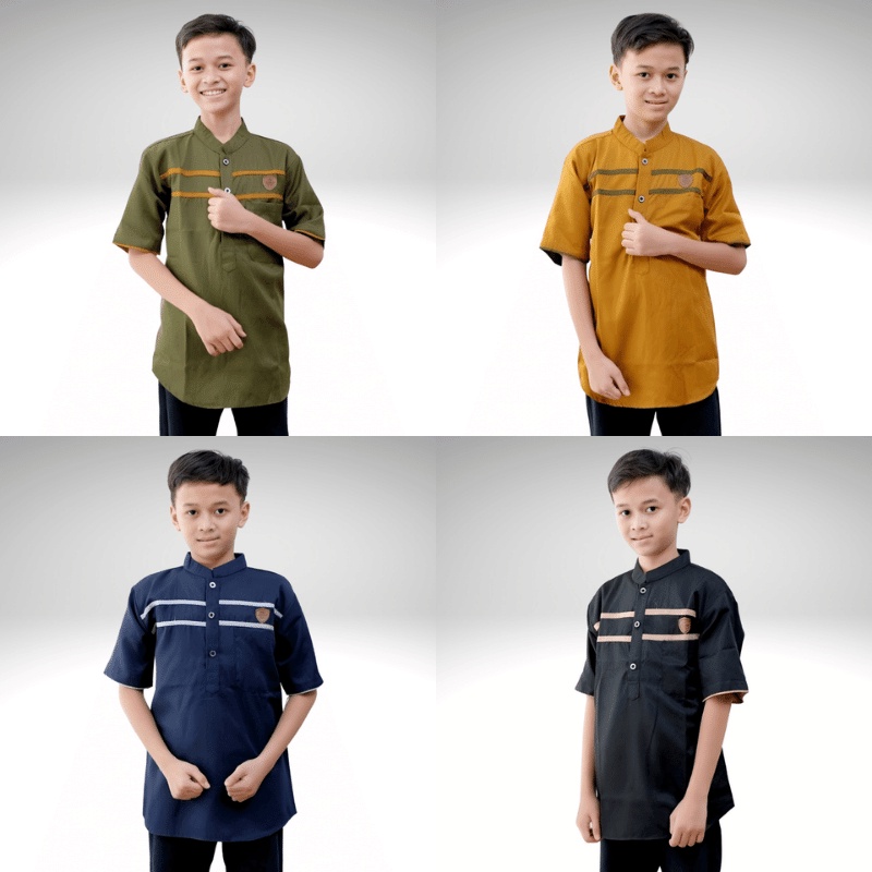 Baju Koko Anak Laki Laki Muslim Pakaian Anak Kurta Lengan Pendek Terbaru