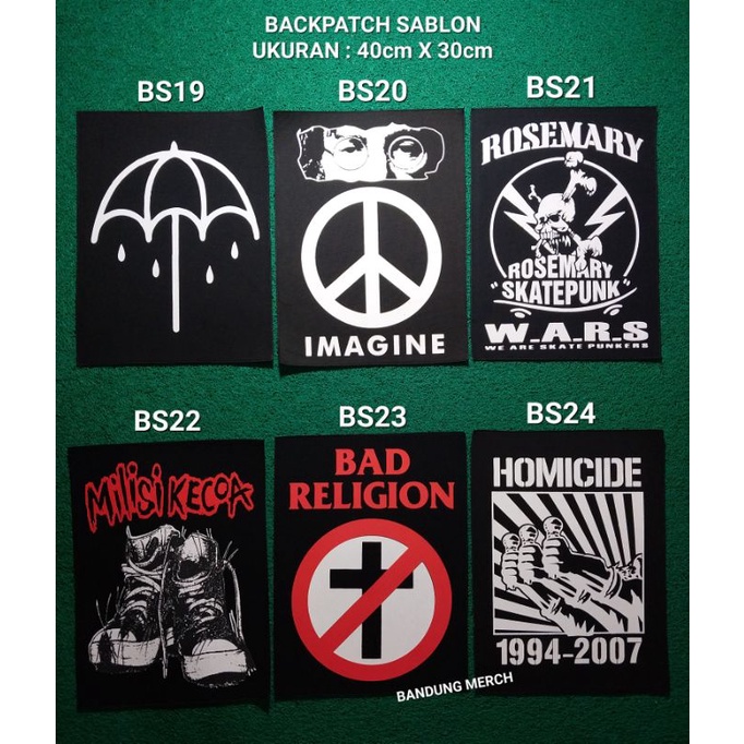 BACKPATCH SABLON MUSIK BAND METAL / ROCK TERLARIS BEST QUALITY