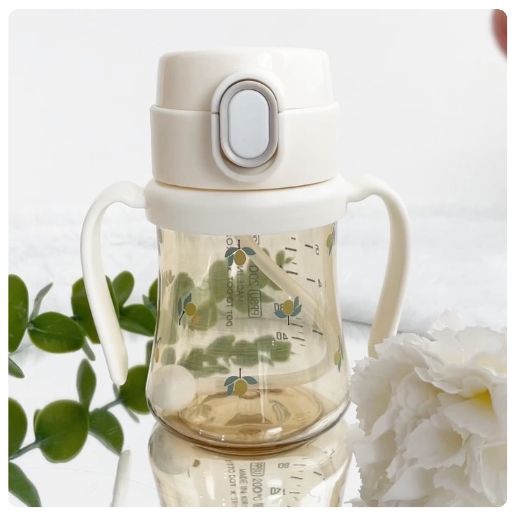 Grosmimi PPSU Olive Weighted Straw Cup | Botol Minum Anak