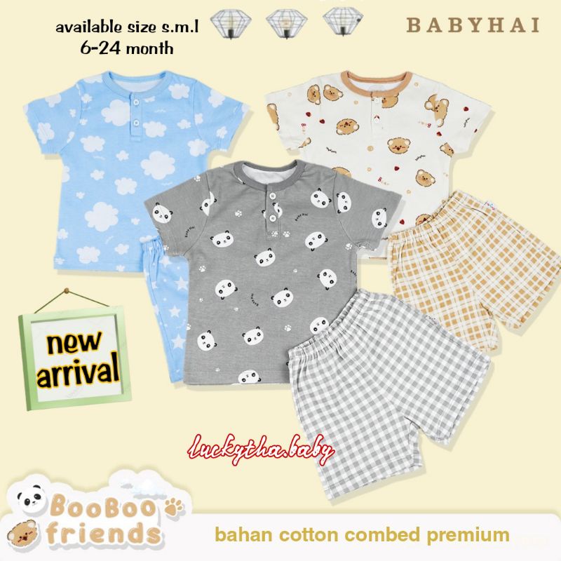 babyhai - setelan pendek baby hai 6-24 bulan motif Teddy,panda- babayhai pendek - setelan baby hai pendek terbaru untuk laki-laki dan perempuan