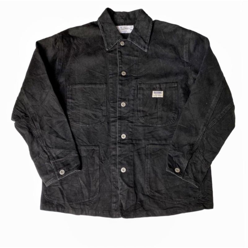 Vintage Chore Jacket Duck Canvas Work Wear Jacket With Corduroy Collar By Backers .